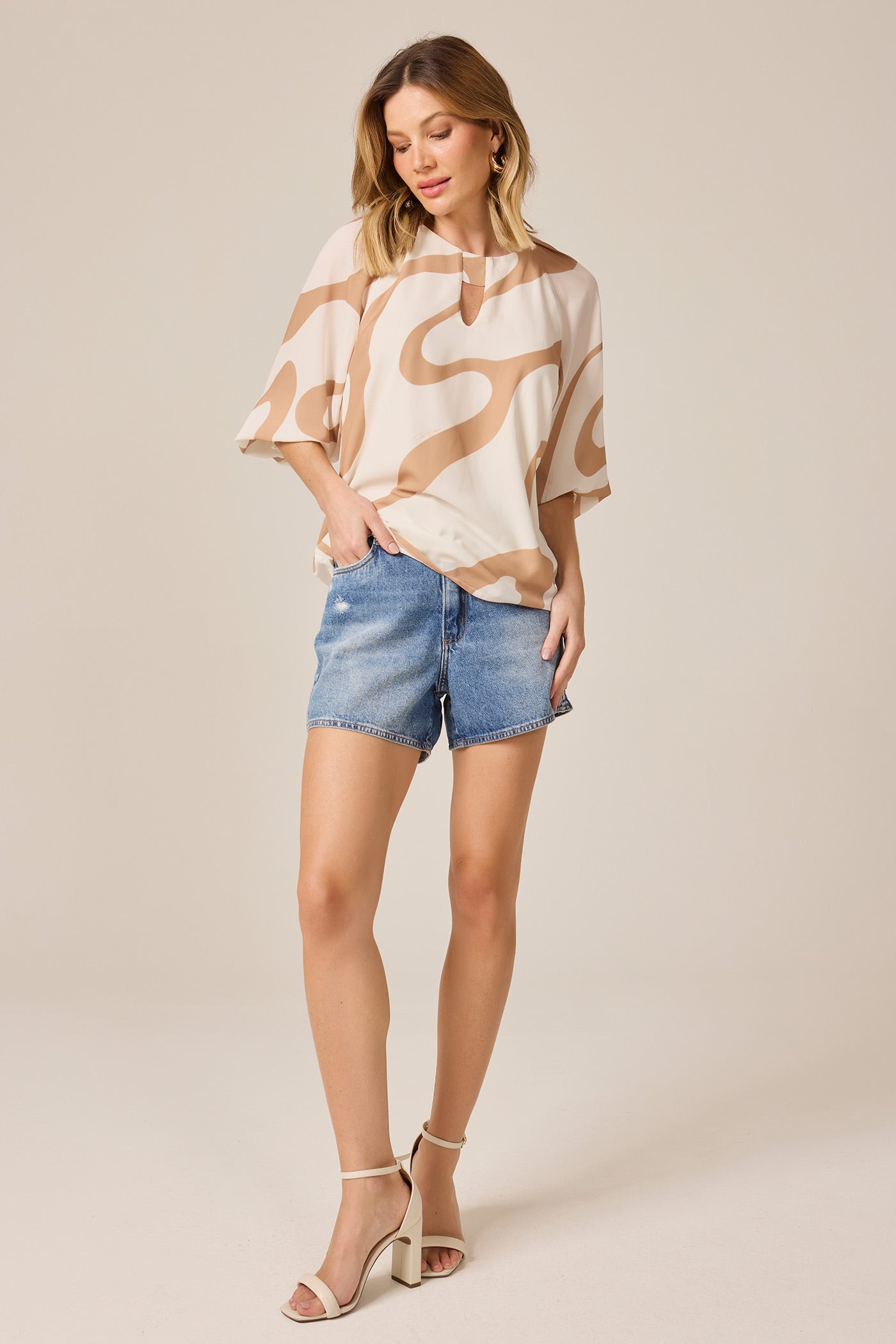 Blusa manga 3/4 estampada