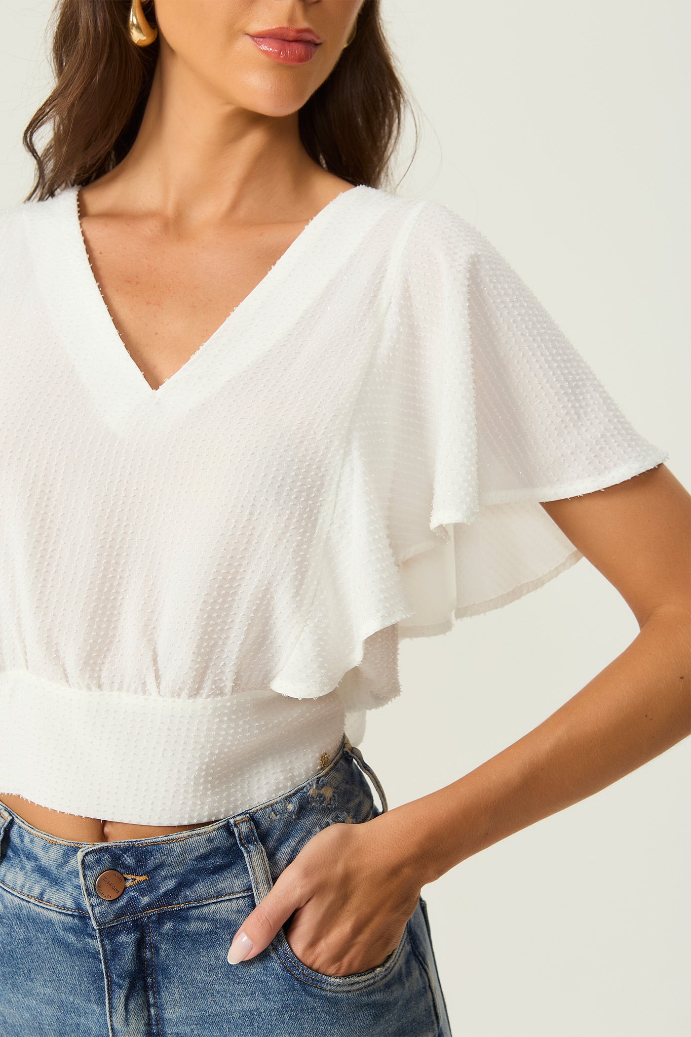 Blusa shine manga evasê Fato Básico