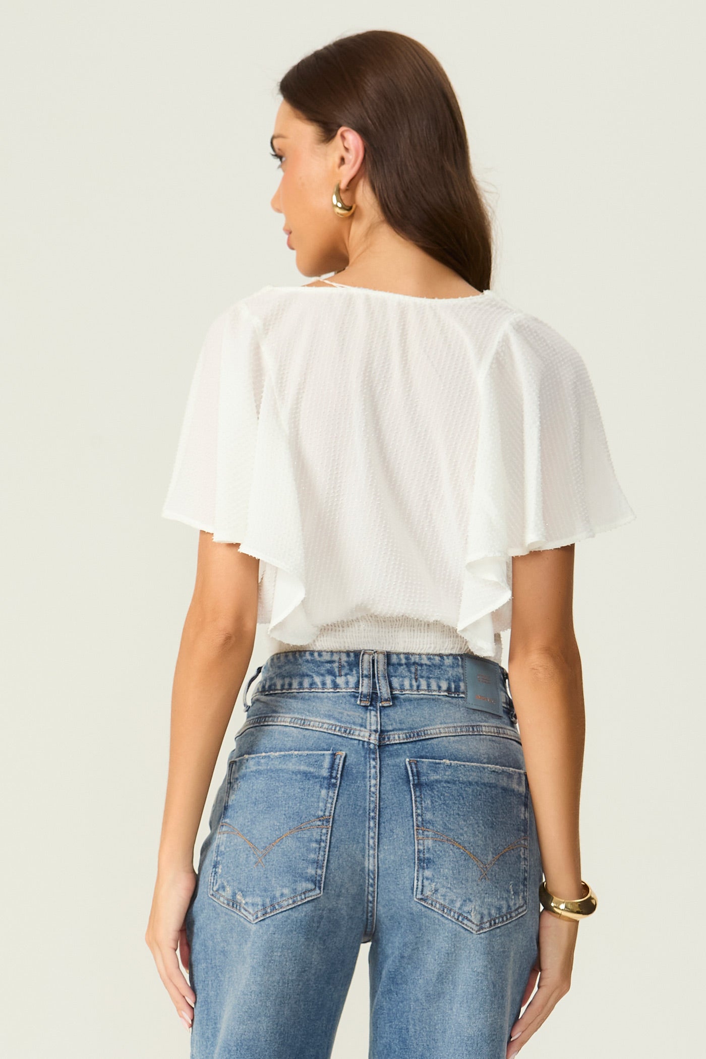Blusa shine manga evasê Fato Básico