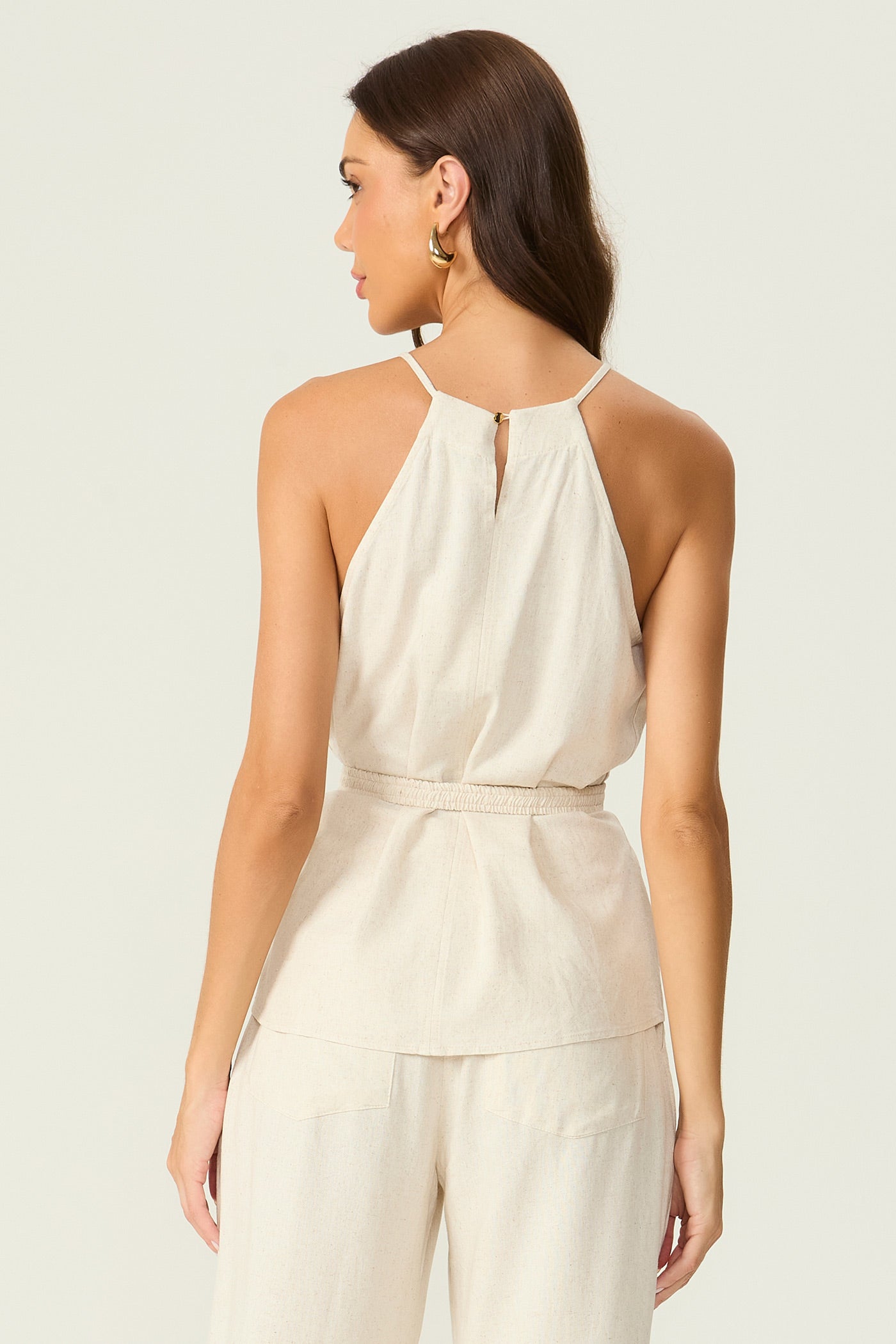 Blusa linho natural com cinto Fato Básico
