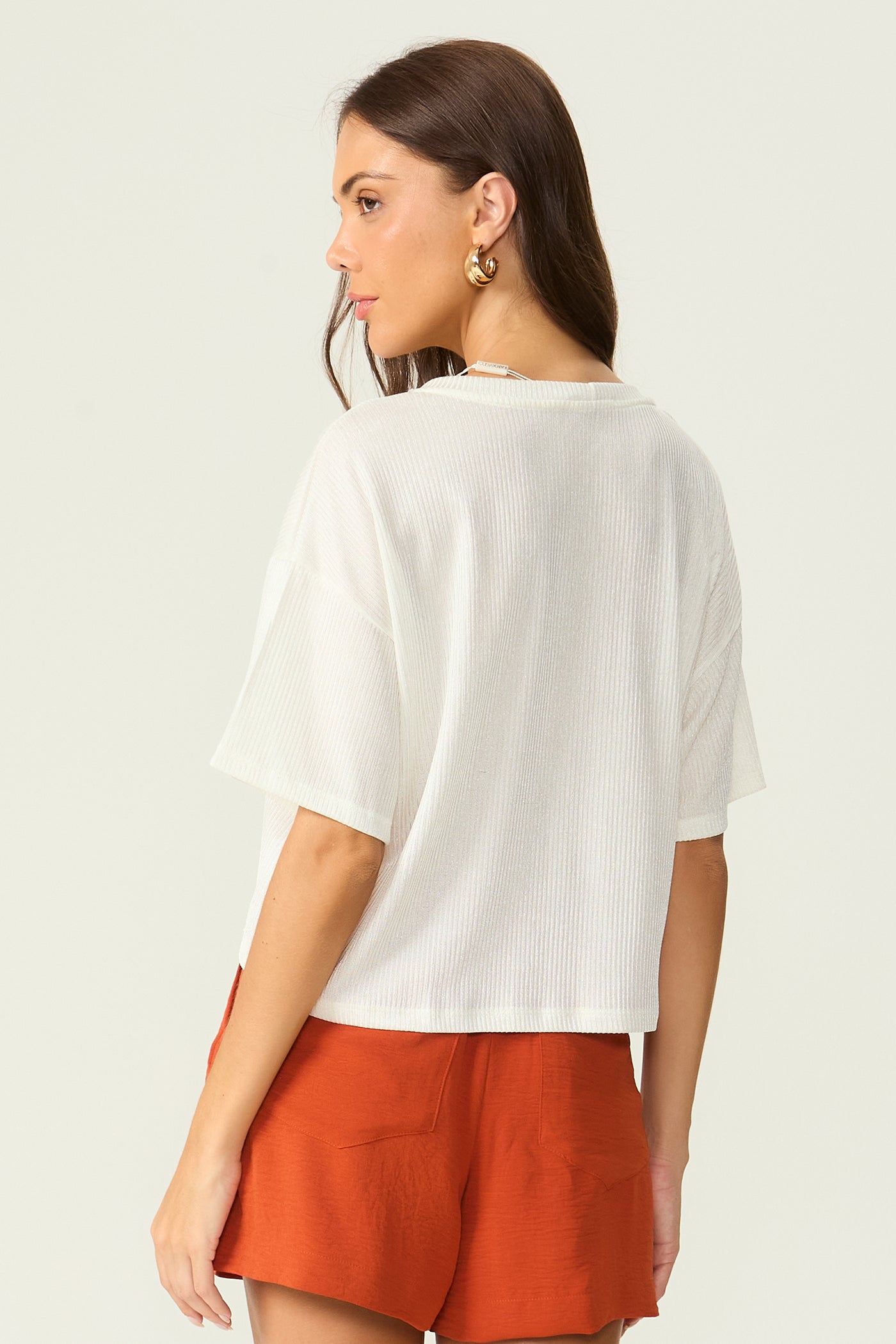 Blusa cropped rib foil off white Fato Básico