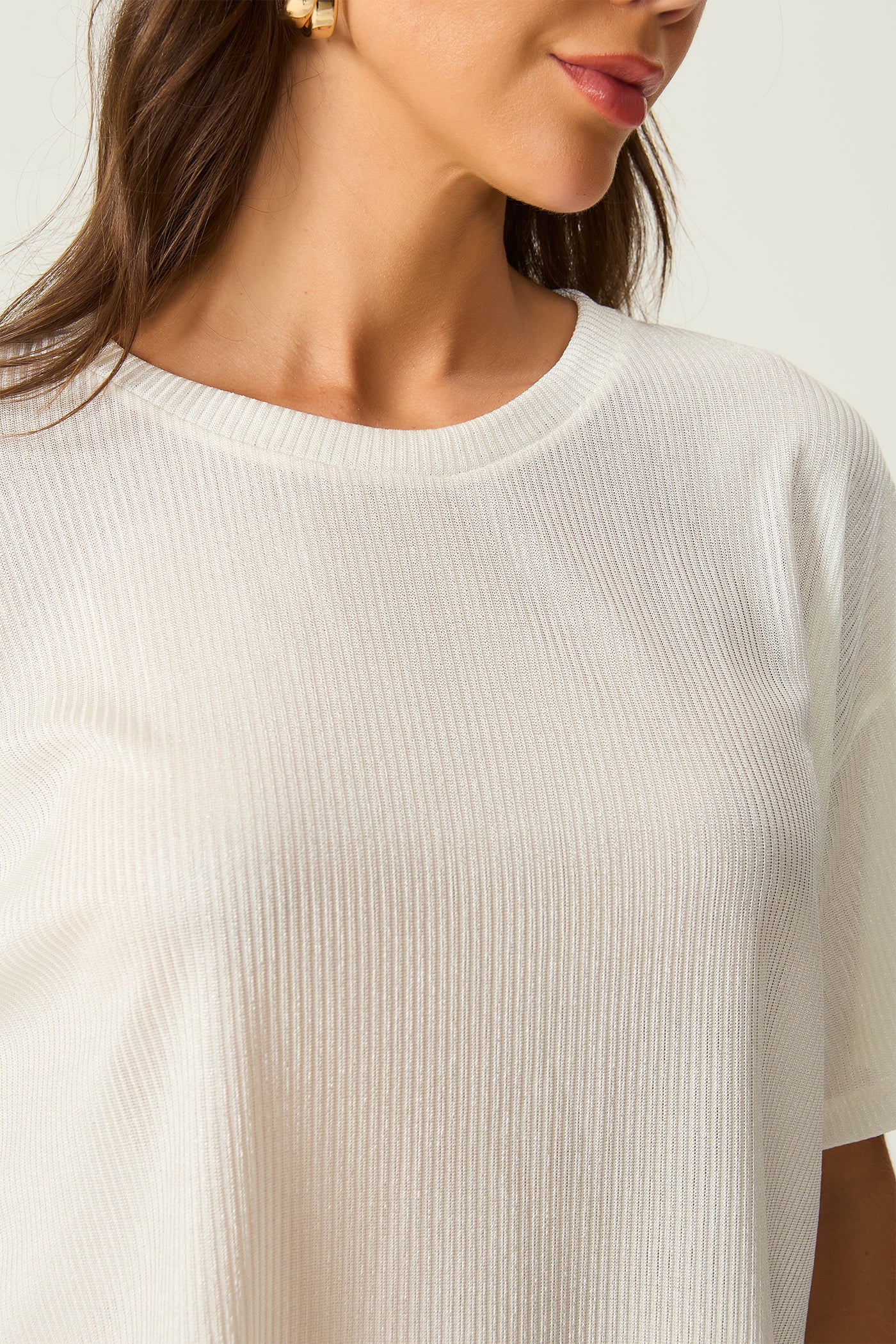 Blusa cropped rib foil off white Fato Básico