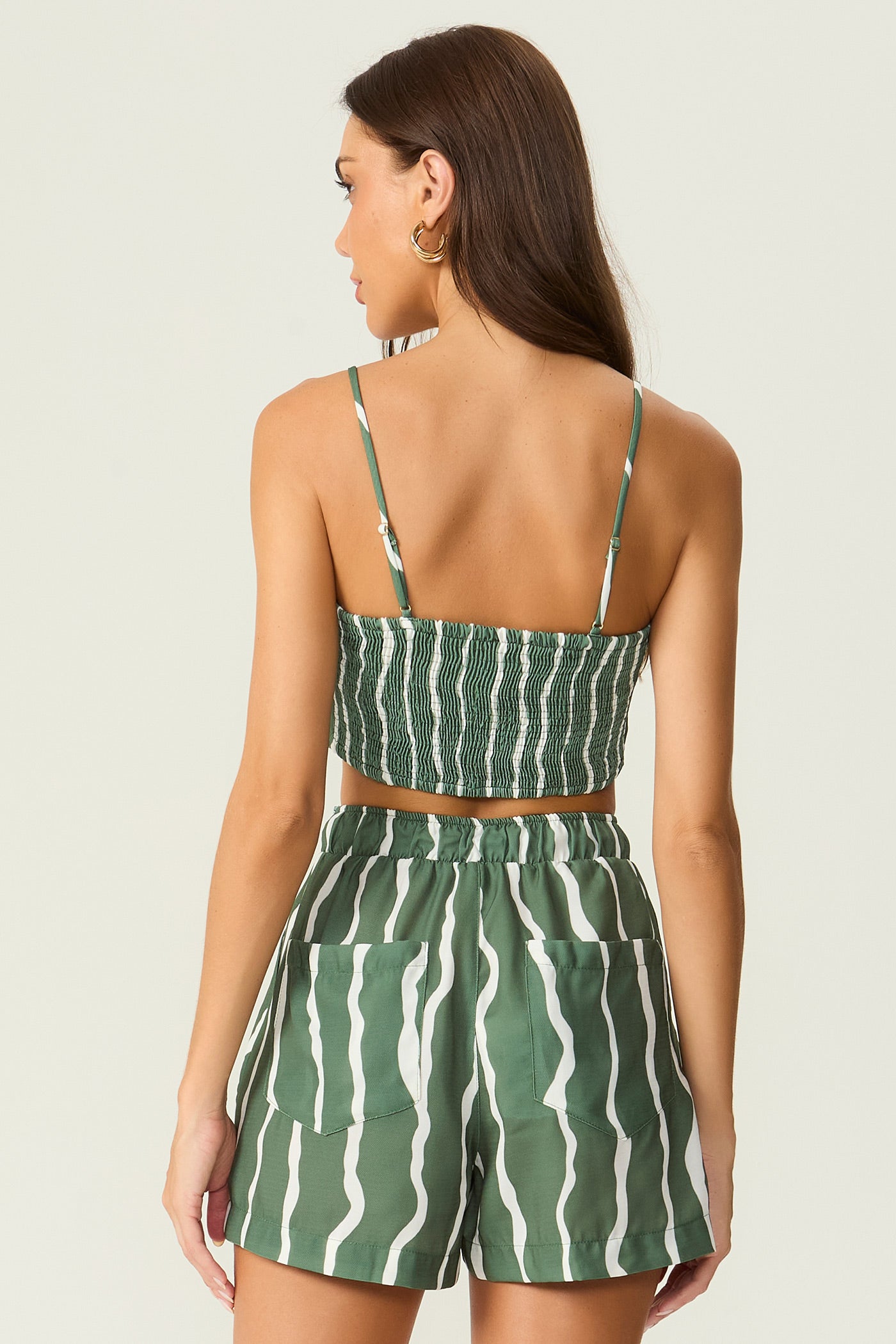 Top estampado alças verde Fato Básico