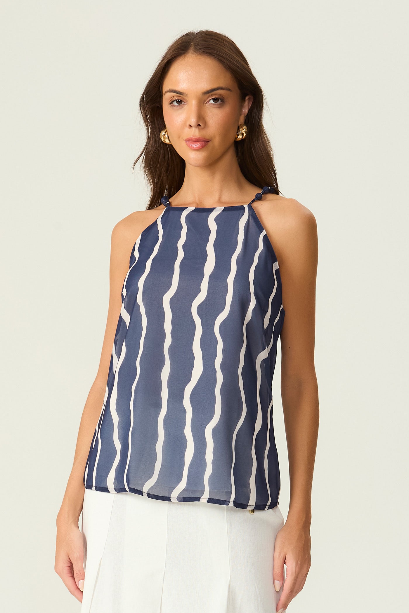 Blusa estampa listrada marinho Fato Básico