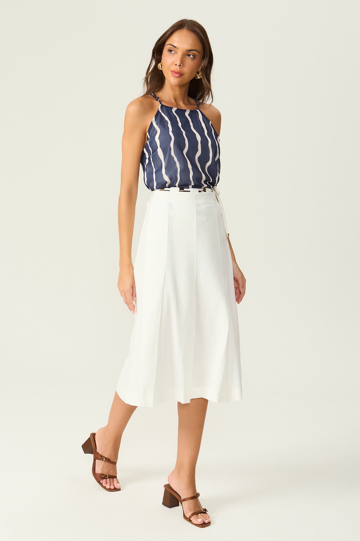 Blusa estampa listrada marinho Fato Básico