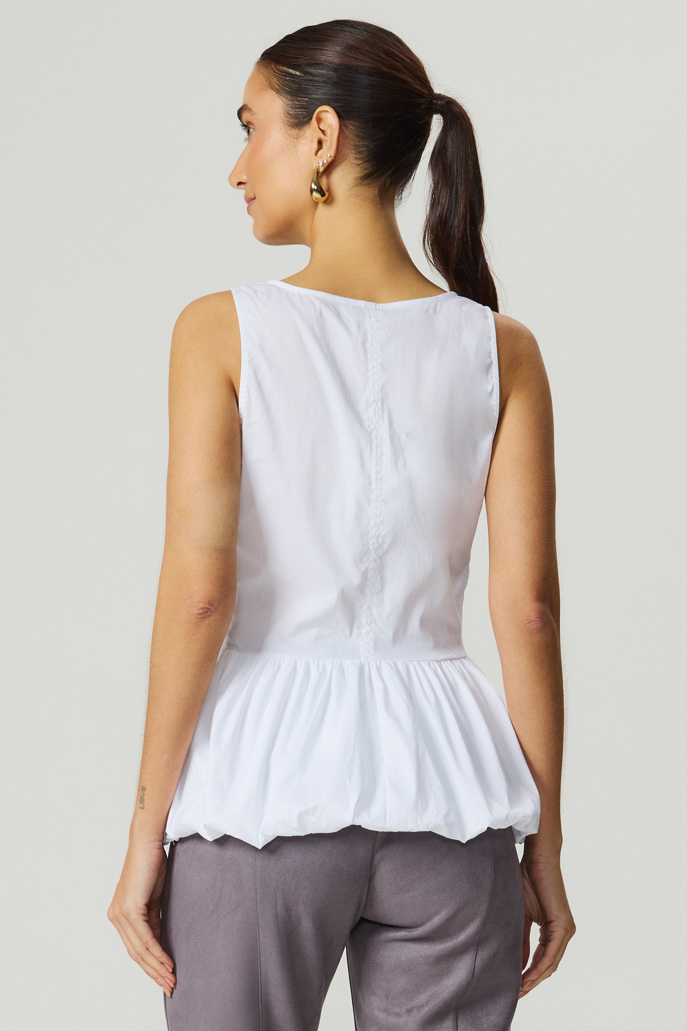Blusa decote quadrado balonê branca Fato Básico