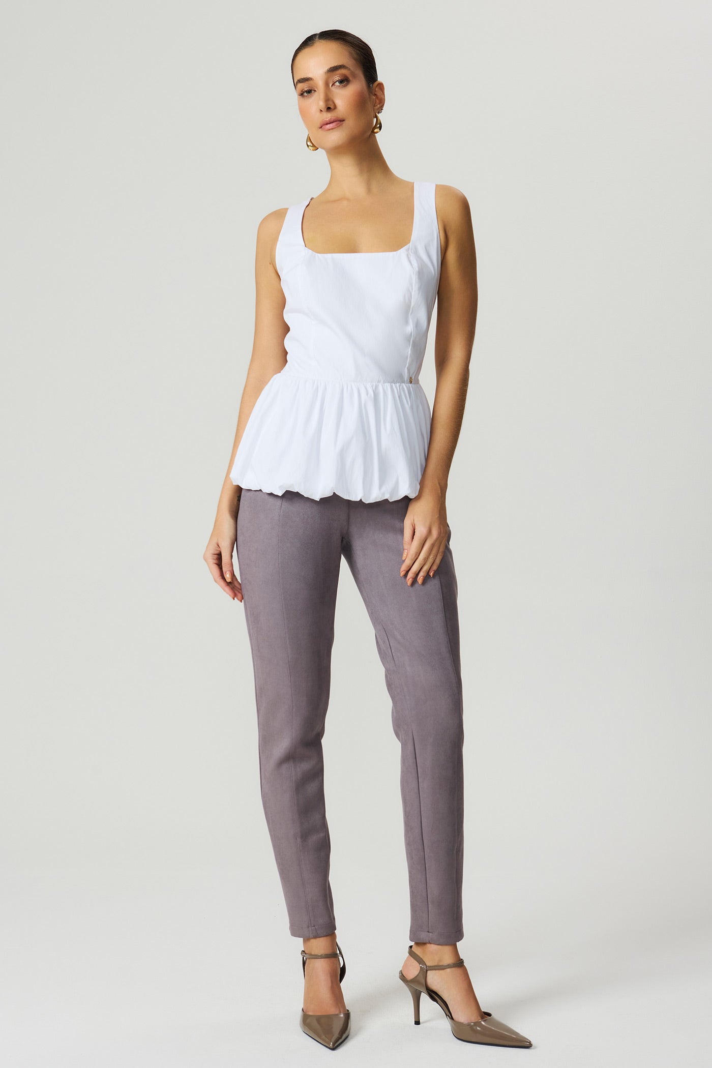 Blusa decote quadrado balonê branca Fato Básico