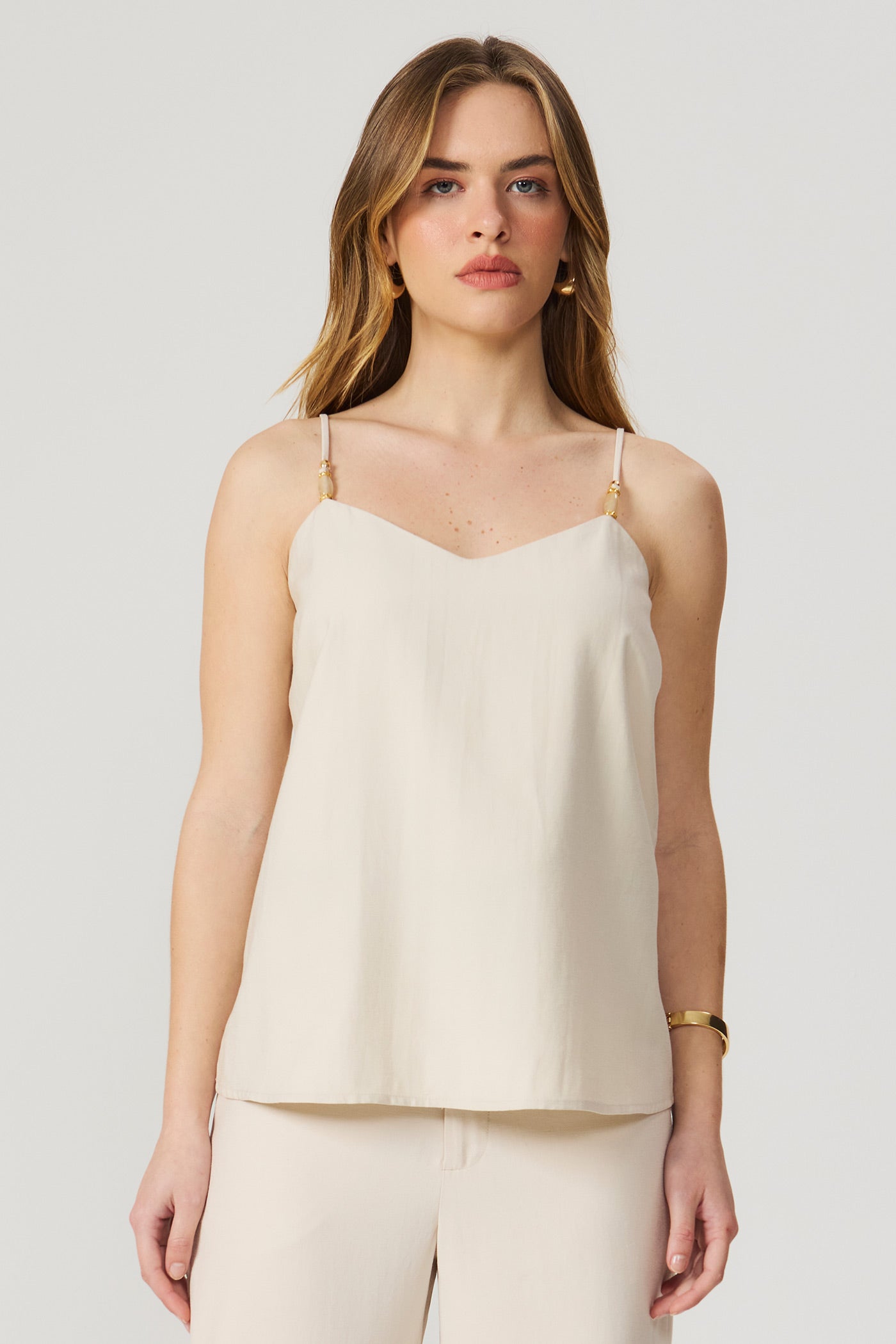 Blusa de alça com detalhe aveia Fato Básico