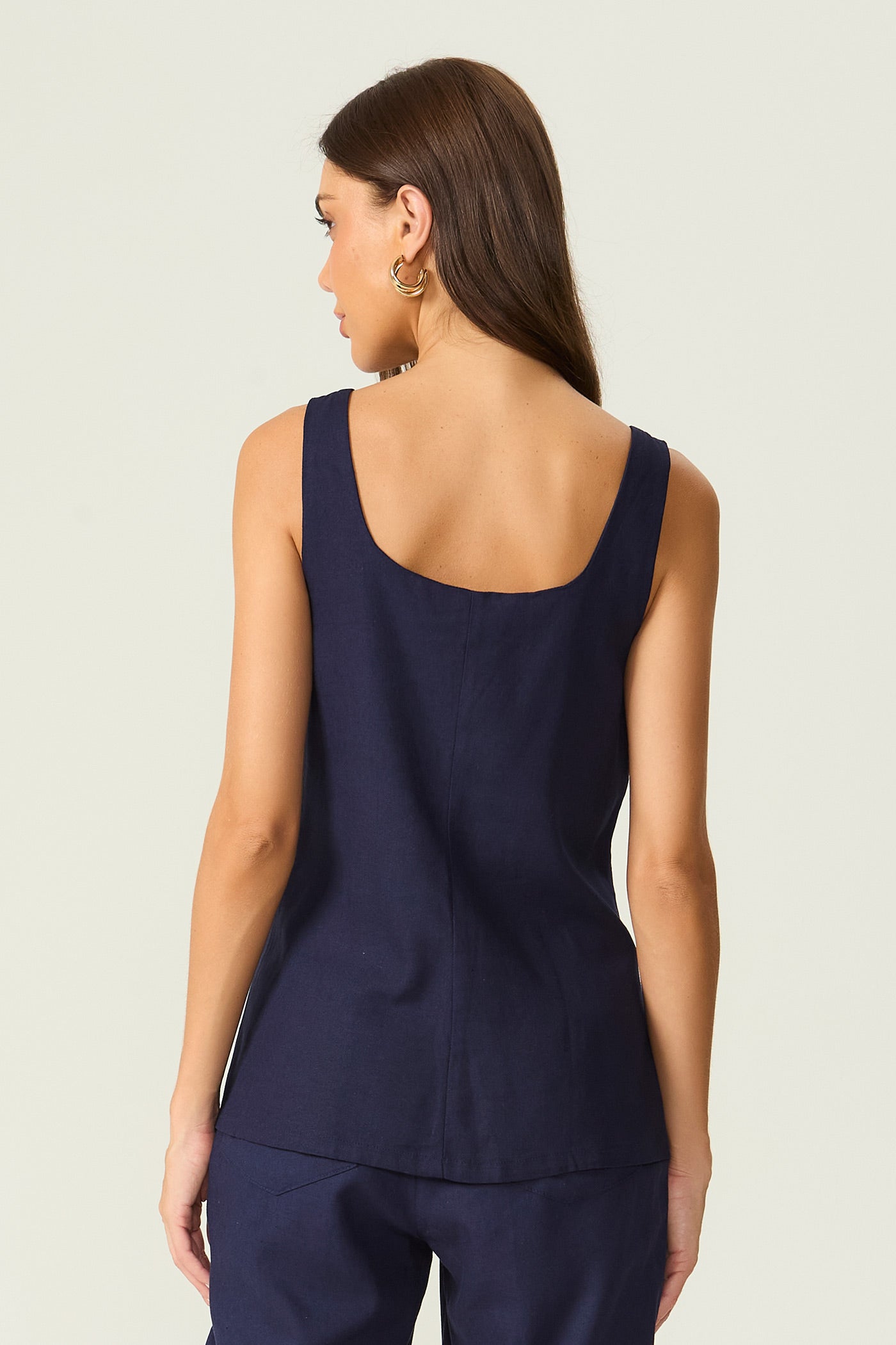 Colete alongado com lapela marinho Fato Básico