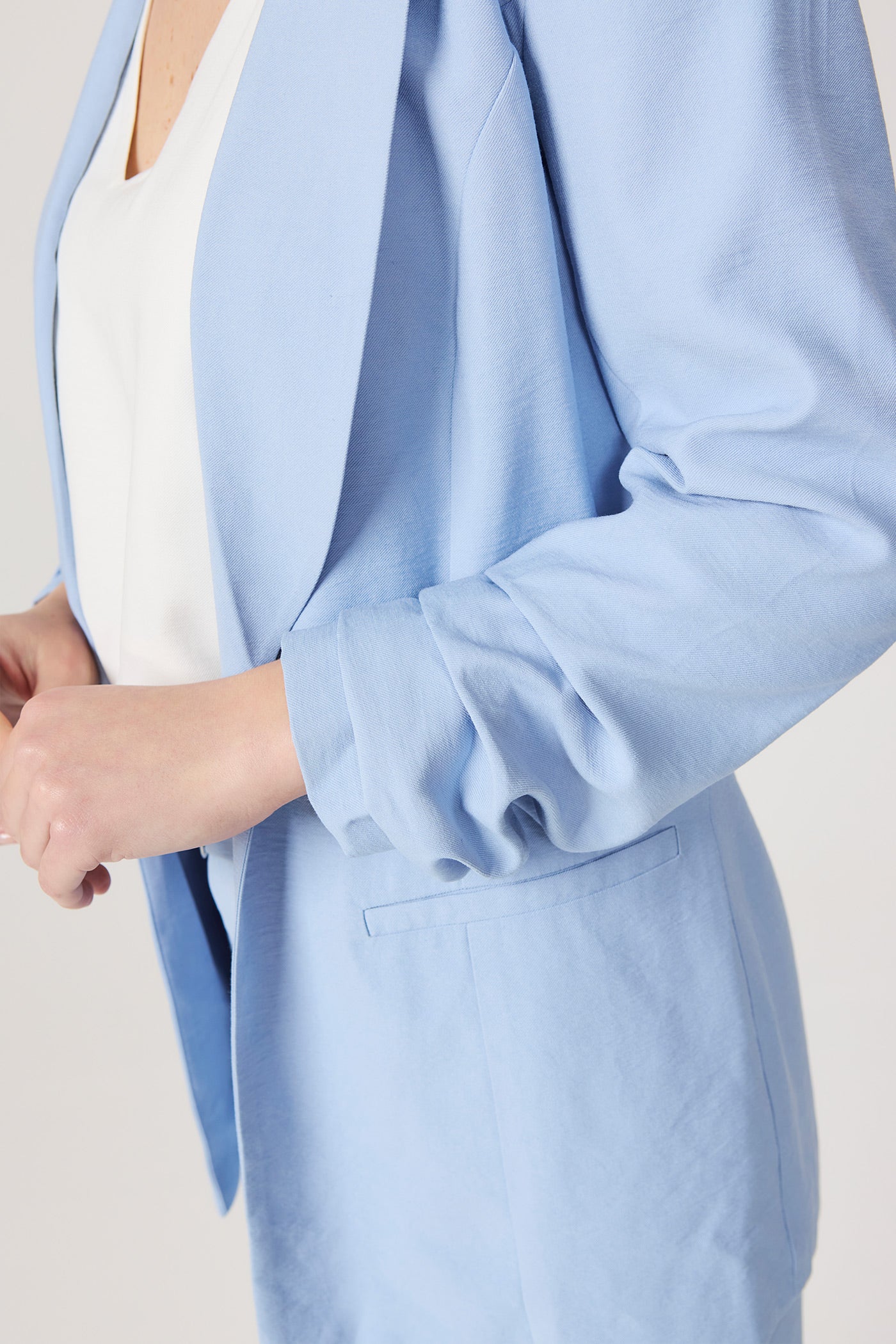 Blazer manga franzida azul Fato Básico