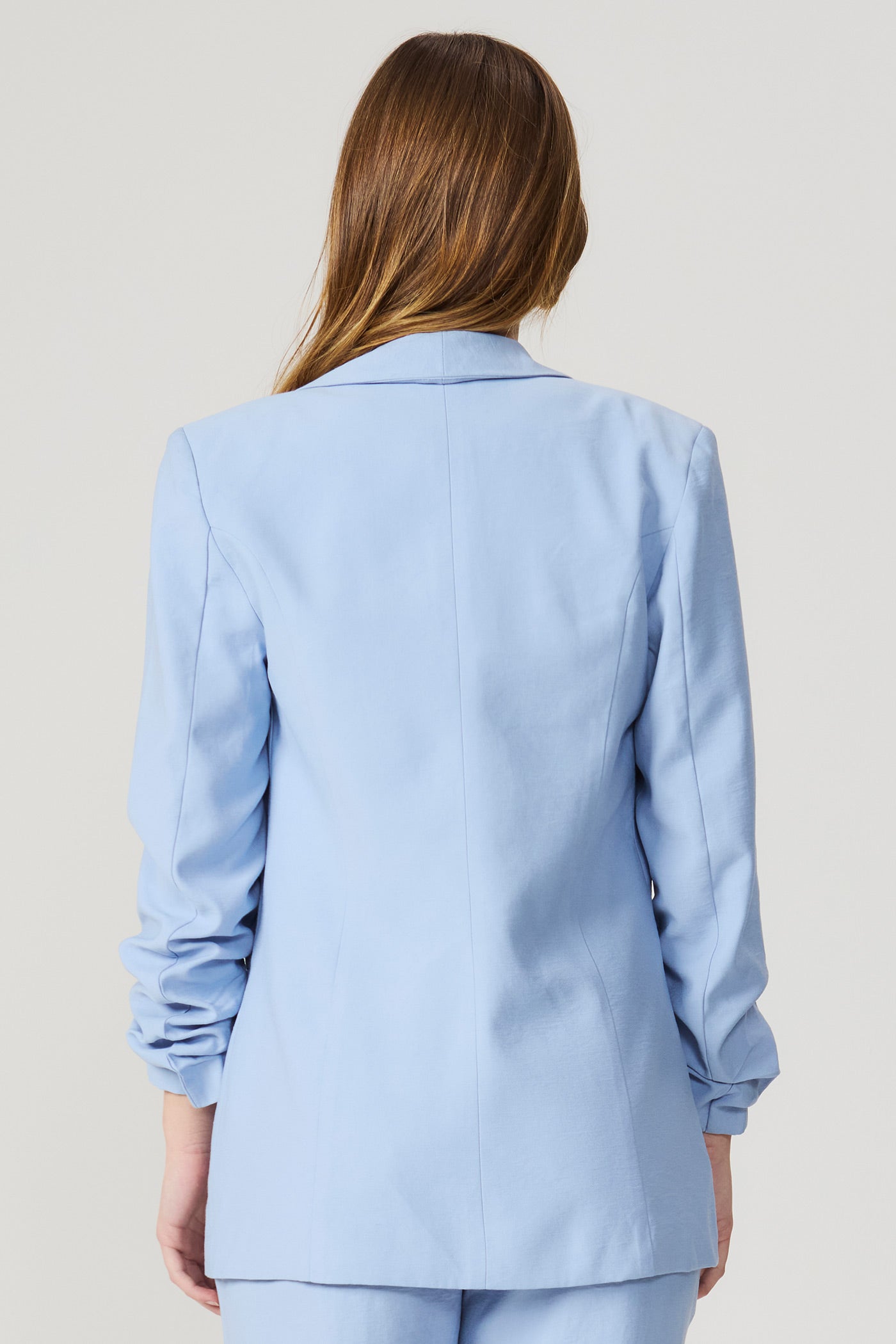 Blazer manga franzida azul Fato Básico