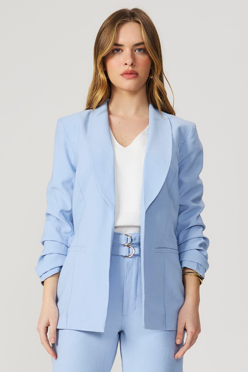 Blazer manga franzida azul Fato Básico