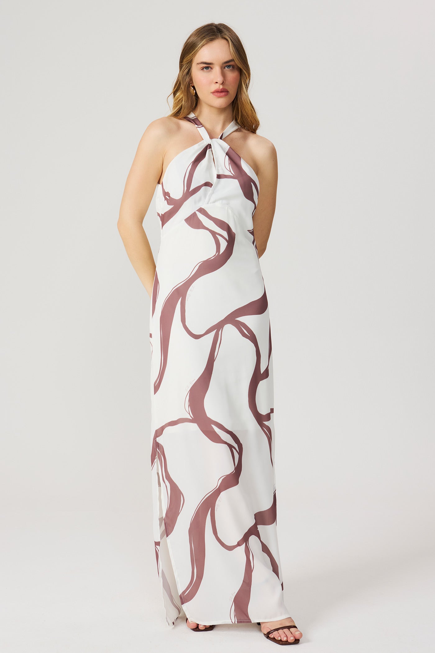 Vestido longo estampado Fato Básico