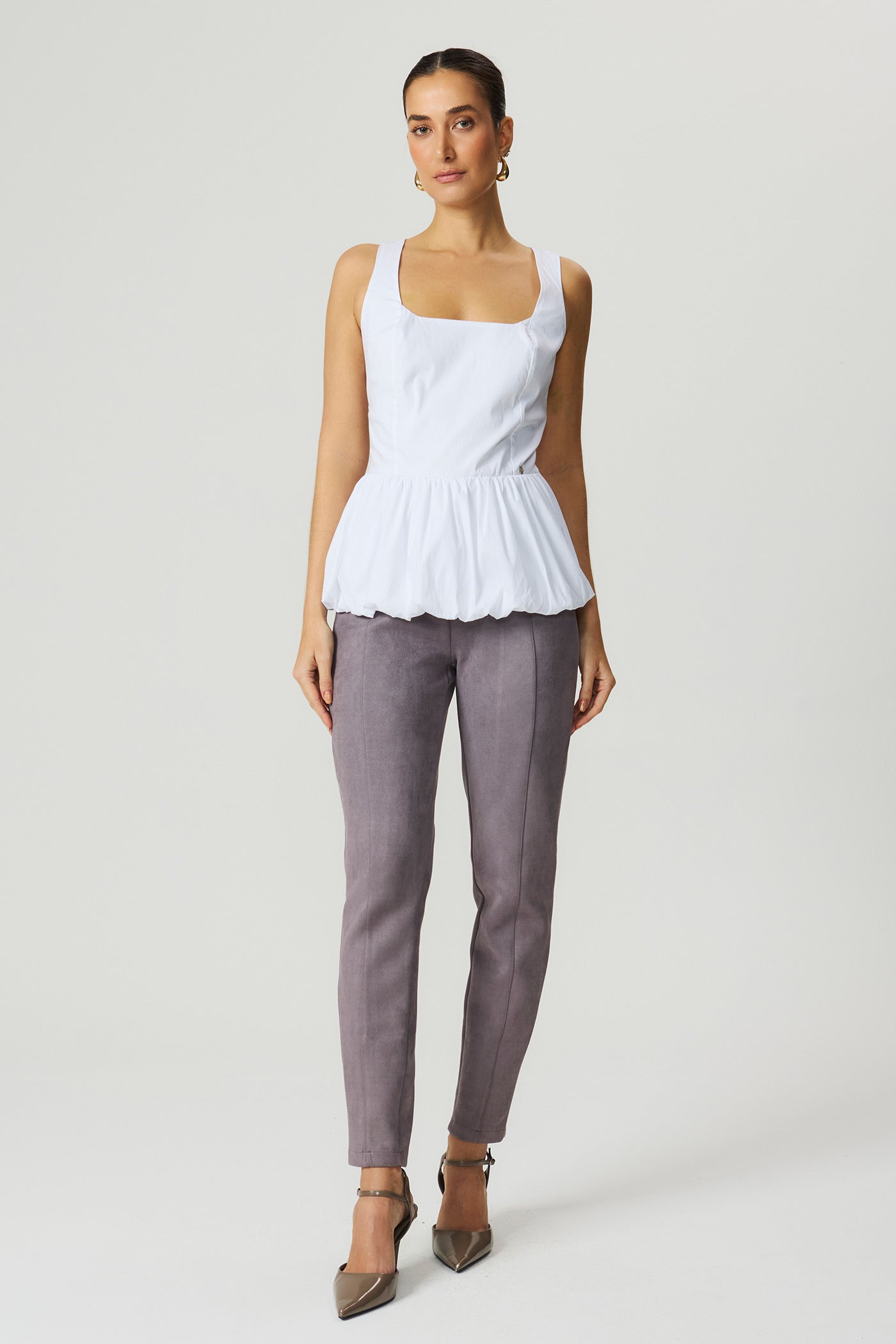 Blusa decote quadrado balonê branca Fato Básico