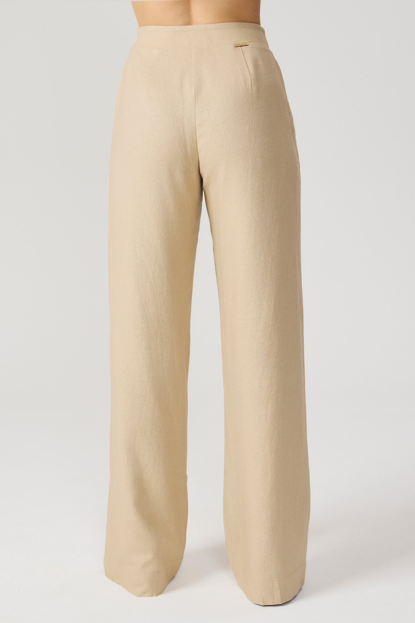 Calça pantalona linho bege Fato Básico