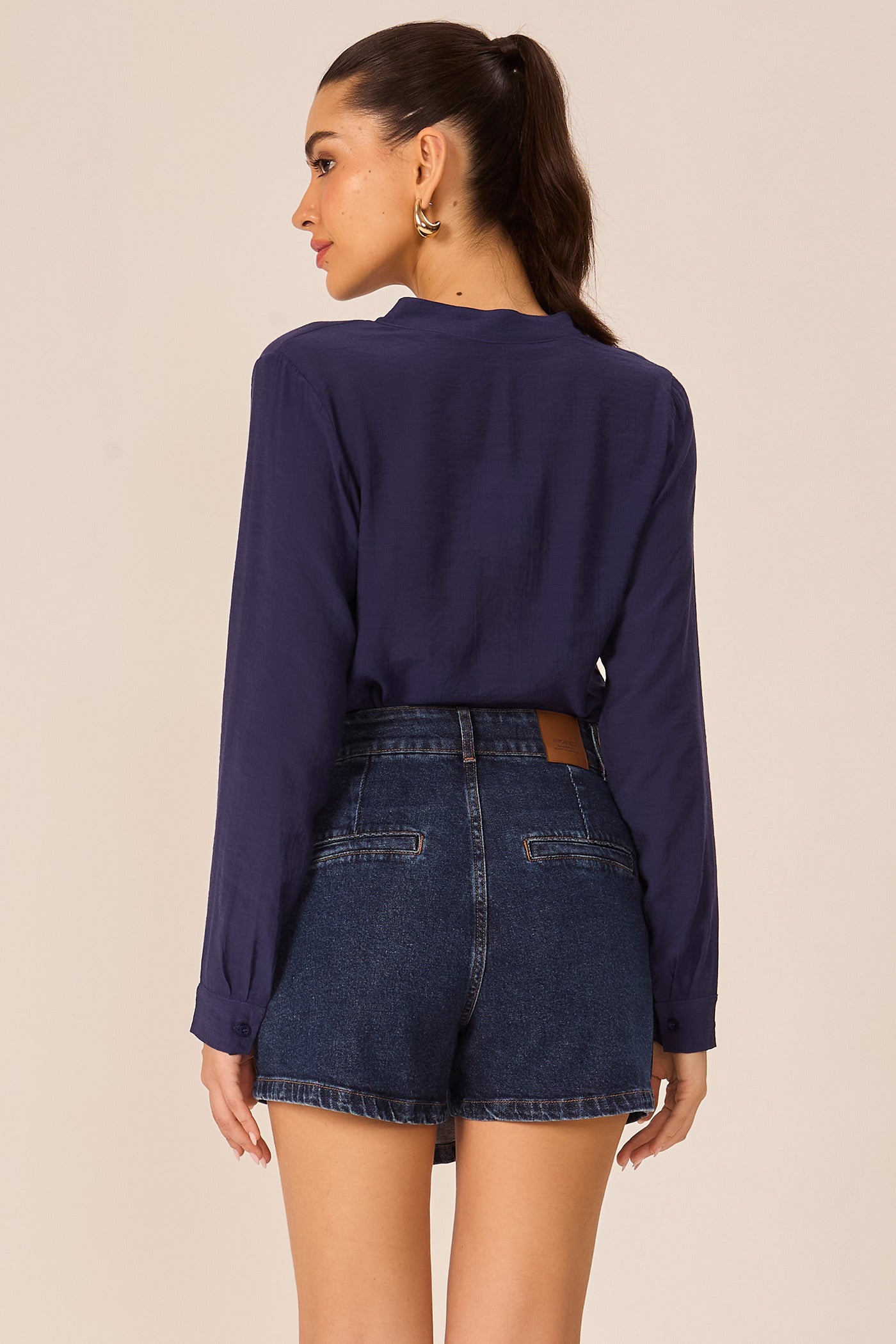 Short saia cargo jeans Fato Básico