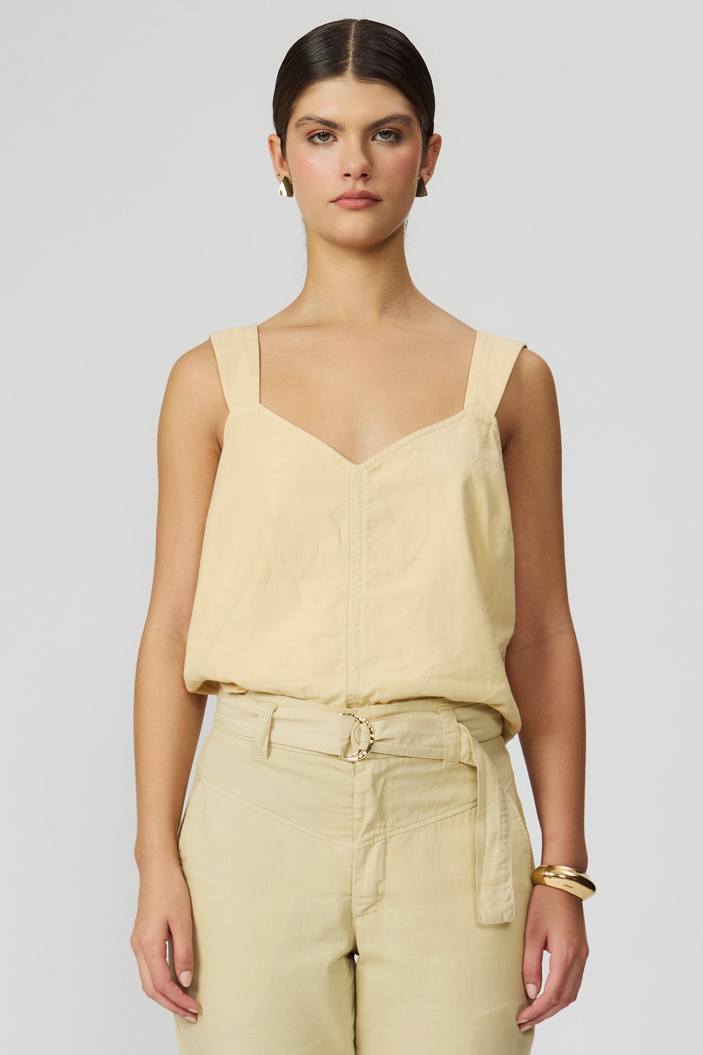 Blusa alças amarelo manteiga Fato Básico