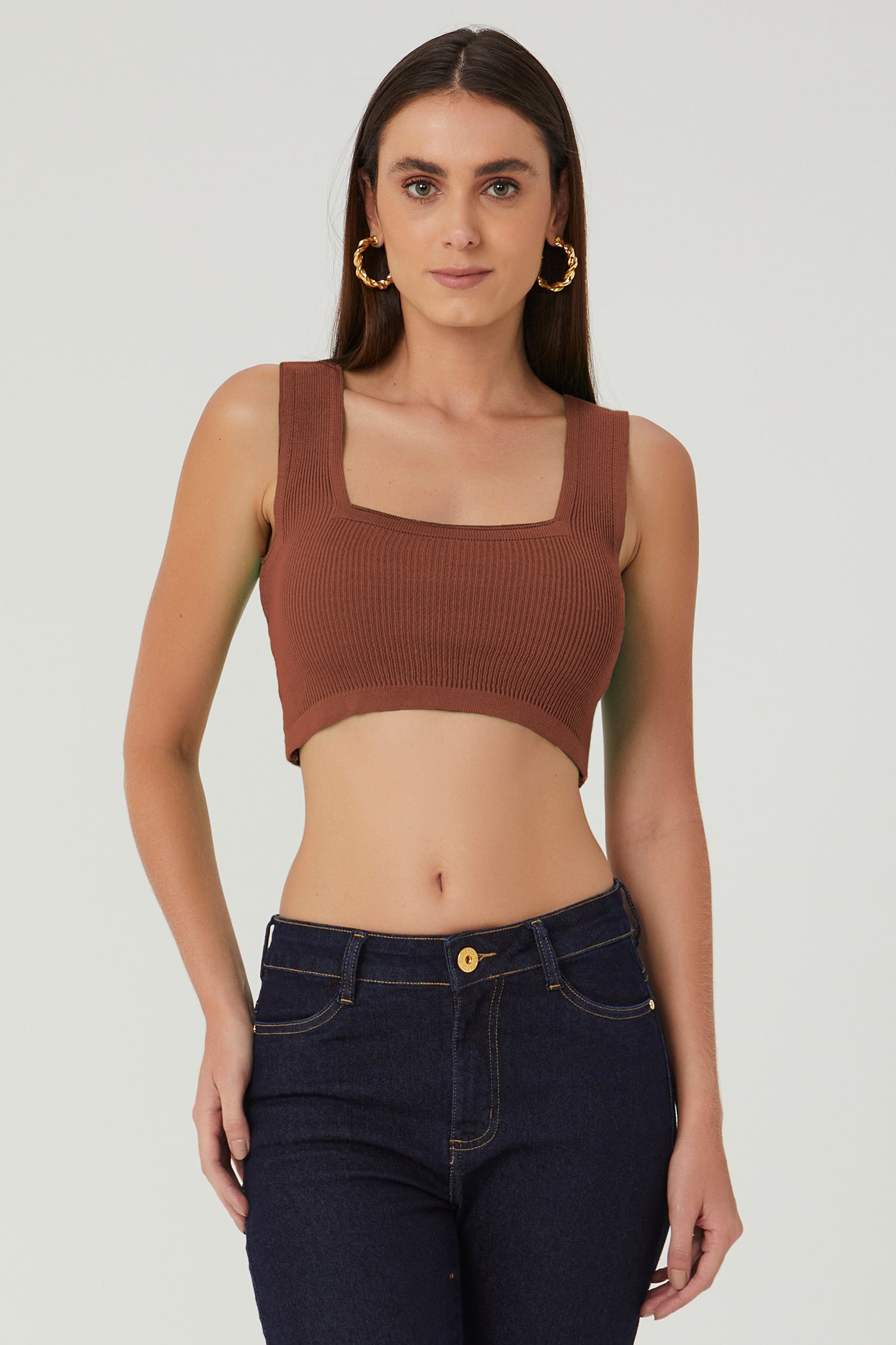 Top cropped marrom Fato Básico - FATO BÁSICO