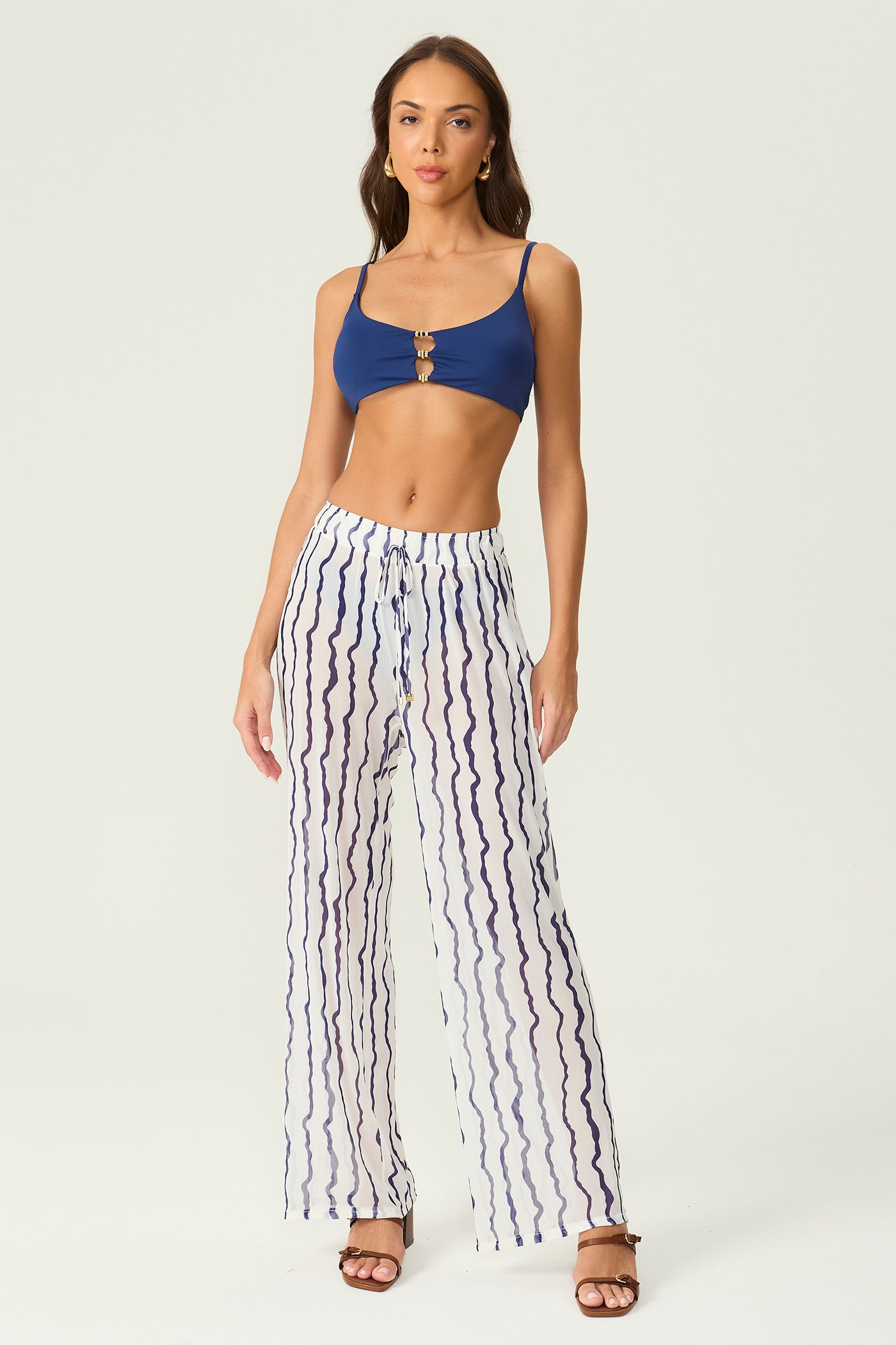 Calça estampada tule branca Fato Básico