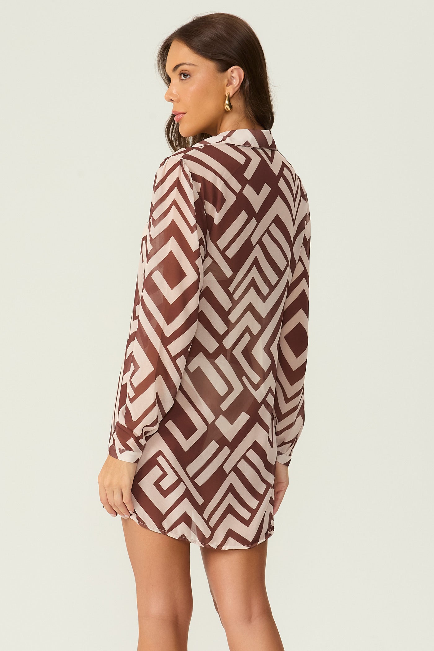Camisa de praia estampada marrom Fato Básico