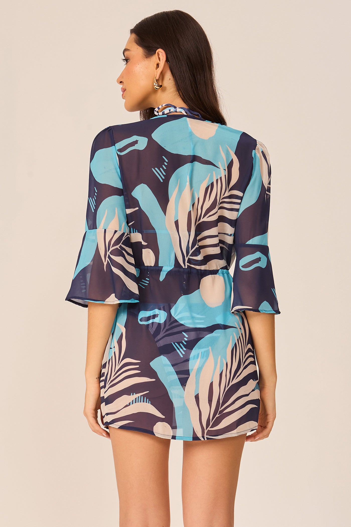 Saída de praia estampada azul Fato Básico