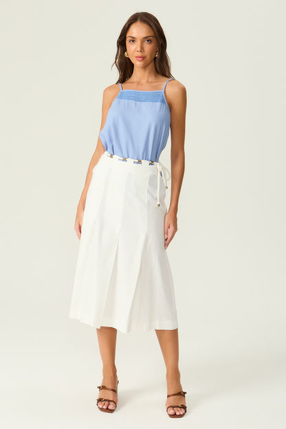 Blusa alça com entremeio azul Fato Básico