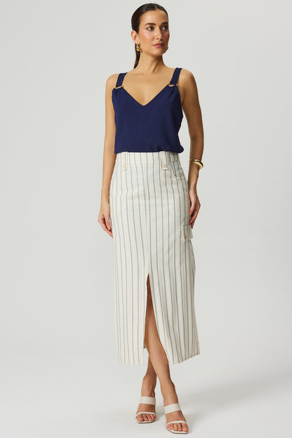 Blusa detalhe argolas azul marinho Fato Básico