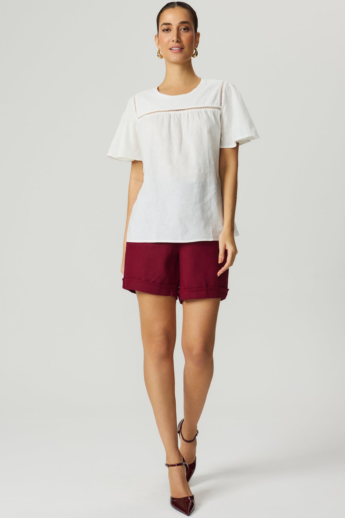 Blusa linho detalhe entremeio Fato Básico
