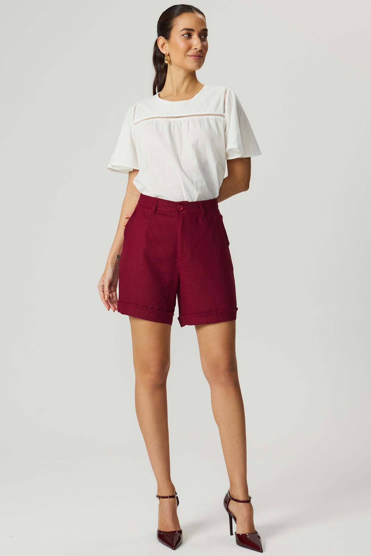 Blusa linho detalhe entremeio Fato Básico