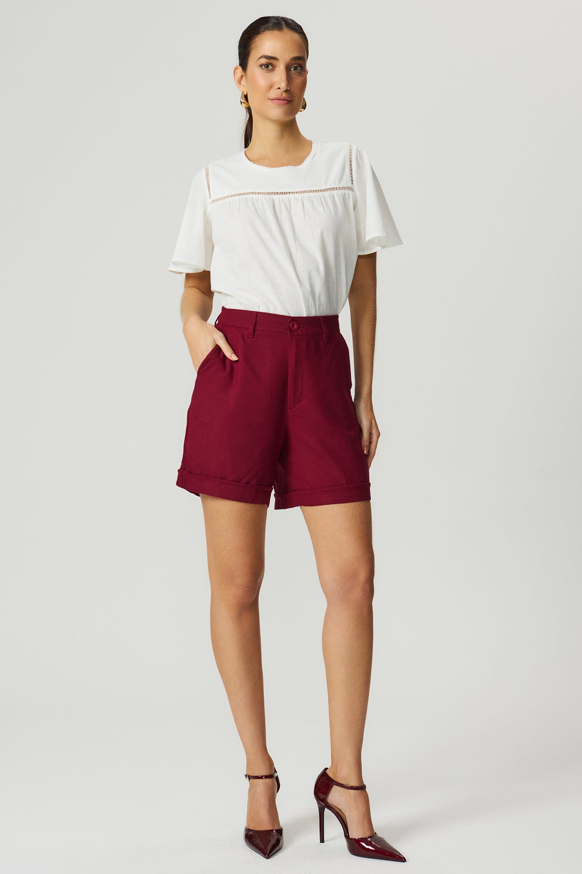 Blusa linho detalhe entremeio Fato Básico
