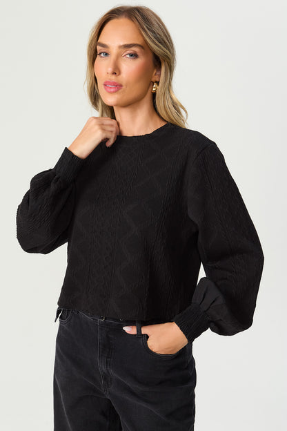 Blusa trico gola removivel preta Fato Básico