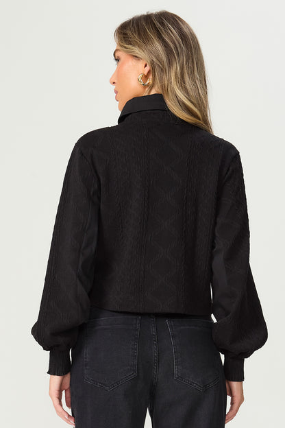 Blusa trico gola removivel preta Fato Básico