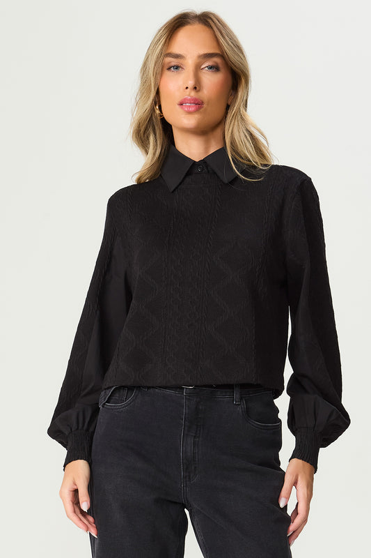 Blusa trico gola removivel preta Fato Básico