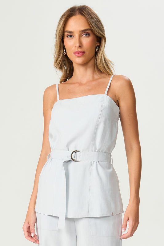 Blusa alça com cinto gelo Fato Básico