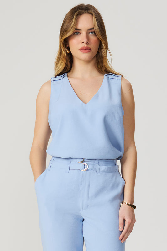 Blusa regata azul Fato Básico