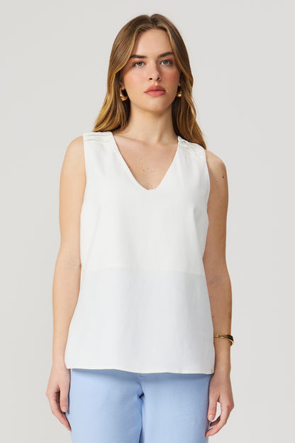 Blusa regata com tomas off white Fato Básico