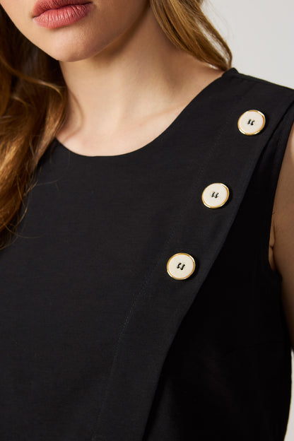 Blusa alongada com botões preto Fato Básico