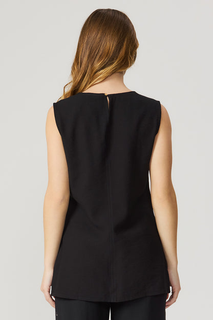 Blusa alongada com botões preto Fato Básico