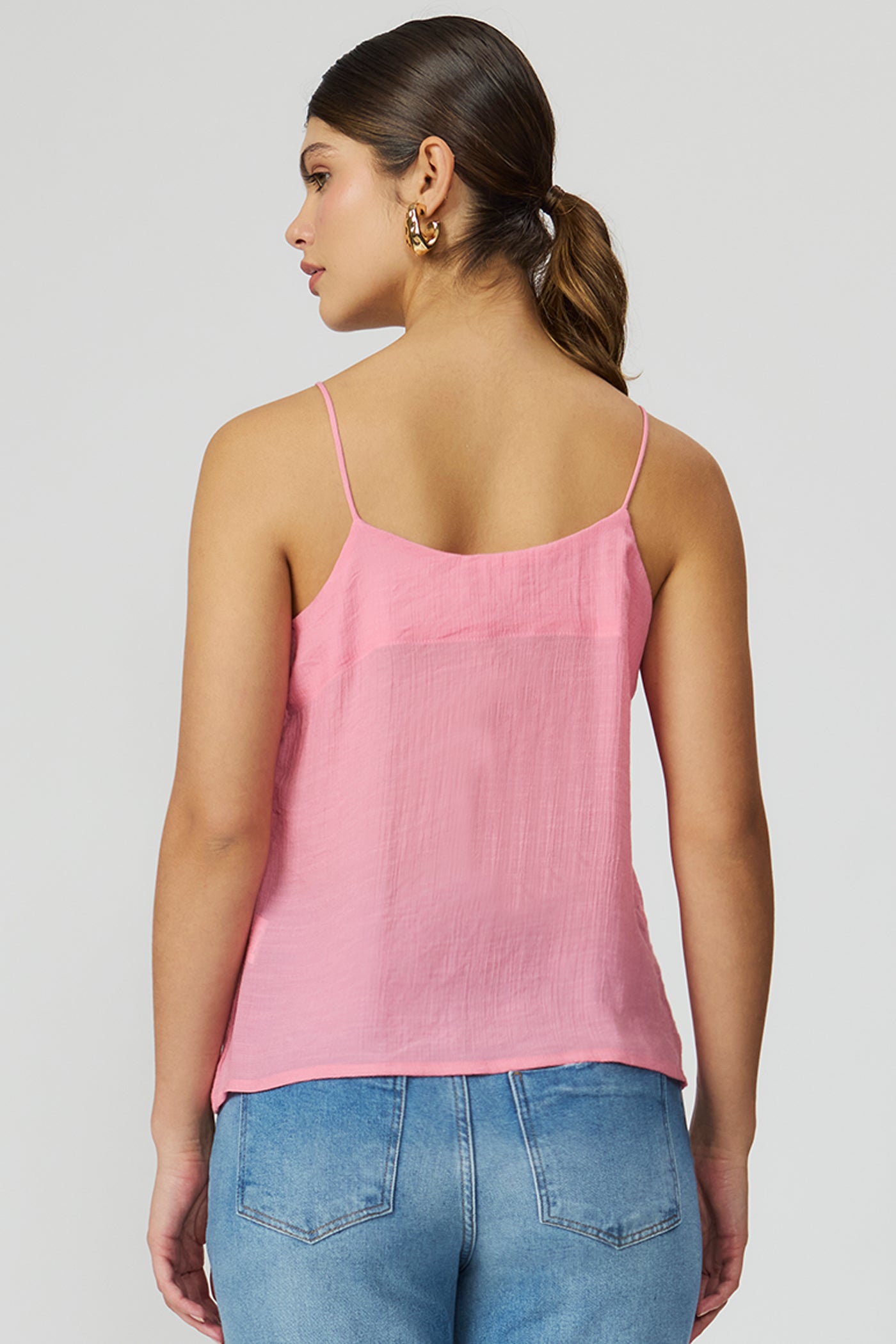 Blusa rosa de alças femininas em viscose Fato Básico