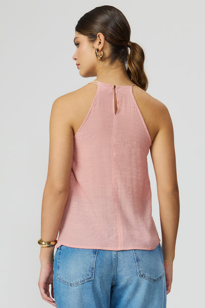 Blusa rosa de alça com detalhe tomas Fato Básico