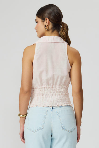 Blusa listrada rosa com lastex feminina Fato Básico