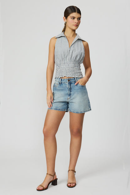 Blusa listrada rosa com lastex feminina Fato Básico
