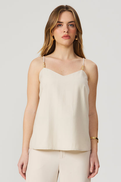 Blusa de alça com detalhe aveia Fato Básico