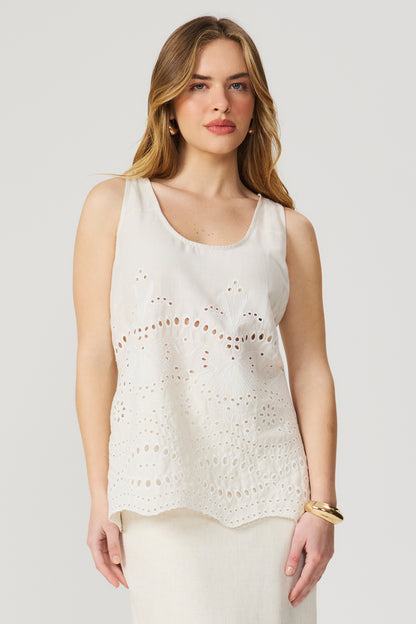 Blusa de linho com bordado Fato Básico