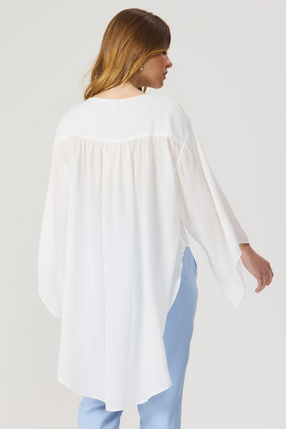 Blusa ampla alongada off white Fato Básico