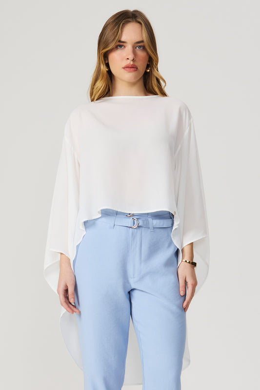 Blusa ampla alongada off white Fato Básico