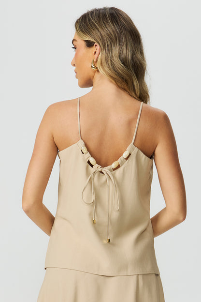 Blusa alça amarração bege Fato Básico