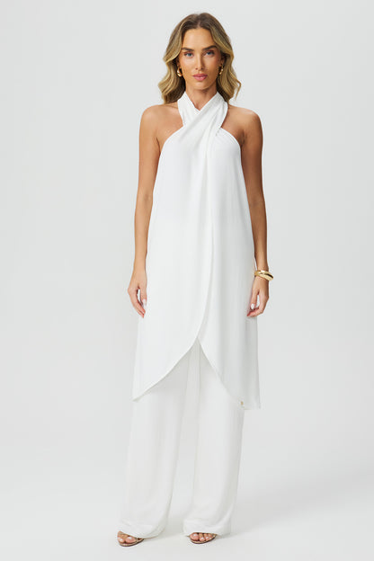 Blusa frente única alongada off white Fato Básico