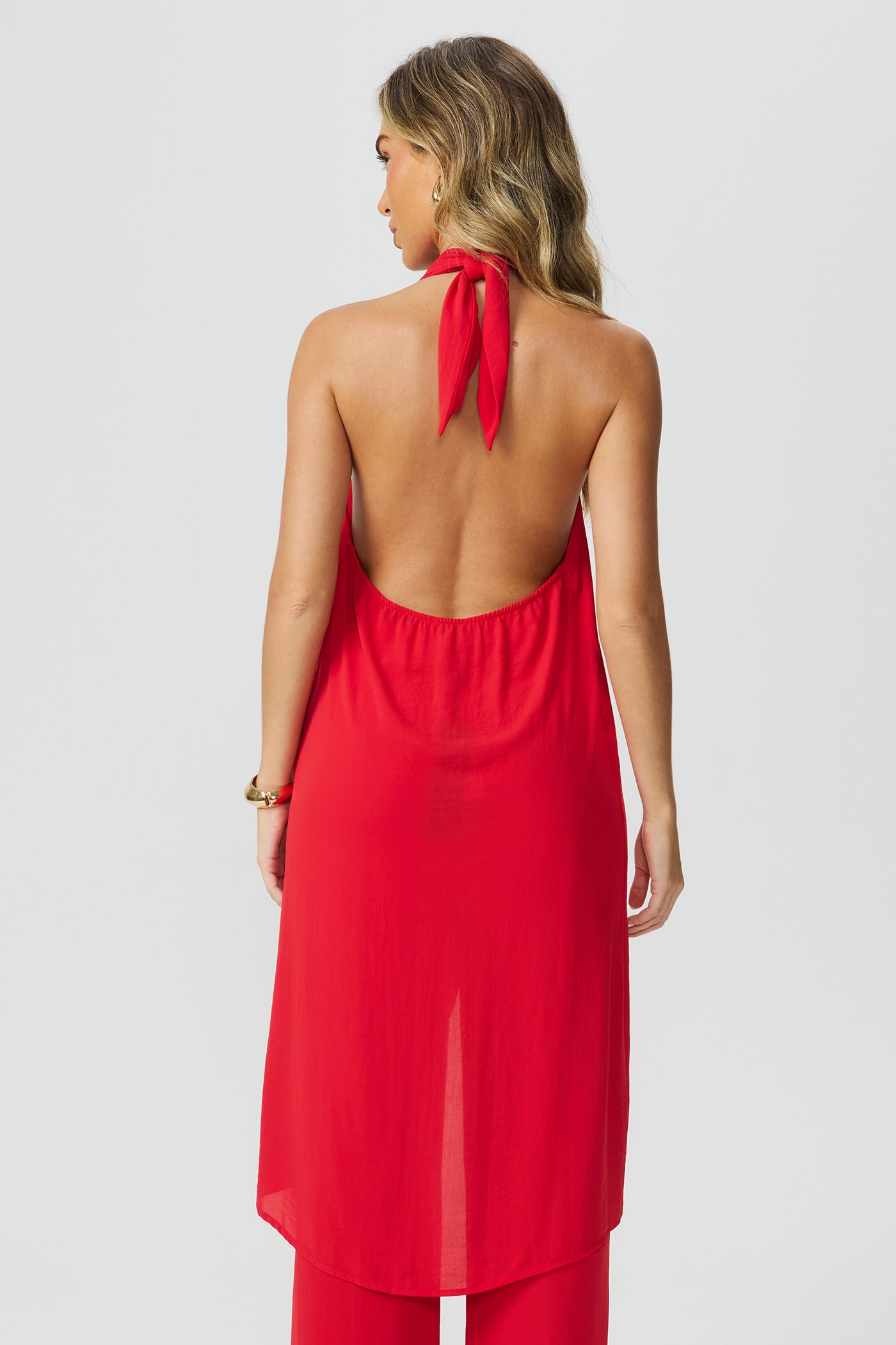 Blusa frente única alongada vermelha Fato Básico