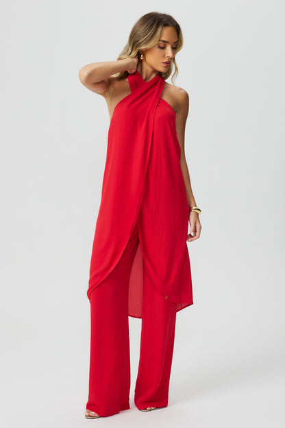 Blusa frente única alongada vermelha Fato Básico